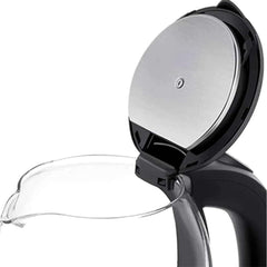 Electric Glass Kettle with 1.8L Capacity, 360° Rotating Base, Fast Boiling, Auto Shut-Off, Boil-Dry Protection, LED Indicator, and Stainless Steel Accents - 1500W