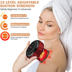 AB Traders Electric Cupping Therapy Set, Smart Dynamic Cupping Machine Cupping Device Cellulite Massager 3 in 1 Massage Vacuum Therapy Machine Scrapping Cupping Tool, 12 Levels Temperature & Suction