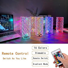 Crystal Table Lamp 16 Colors Touch USB Chargeable With Remote Control for Bedroom Bar Restaurant